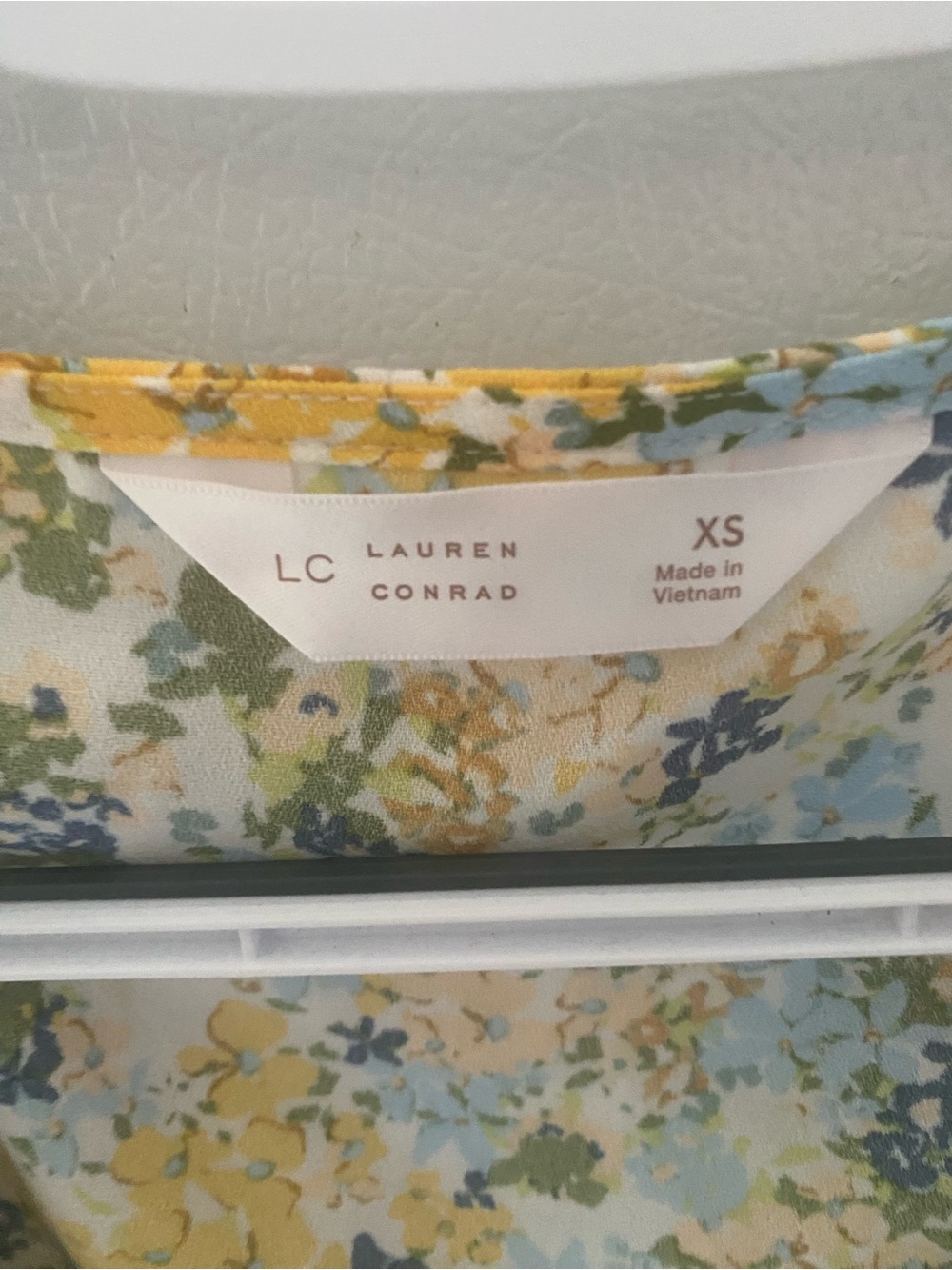 LC Lauren Conrad Yellow and Blue Floral Tie-Front Blouse - Picture 5 of 6
